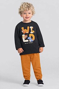 Conjunto Infantil Menino de Bichinhos em Moletom Peluciado Brandili