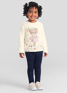 Blusa Infantil Menina Ursinho com Estampa Brilhante Brandili