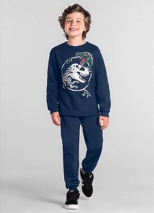 Conjunto Infantil Menino Dinossauro em Moletom Peluciado Brandili