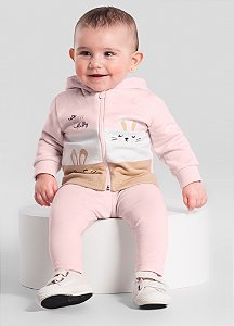 Conjunto Bebê Menina Coelhinho com Jaqueta em Moletom Brandili Baby