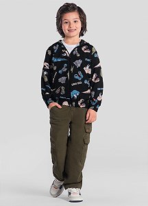 Jaqueta Infantil Menino Estampada em Microfibra com Capuz Brandili