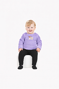 Conjunto Bebê Fleece com Bordado de Cachorrinhos e Legging Peluciada