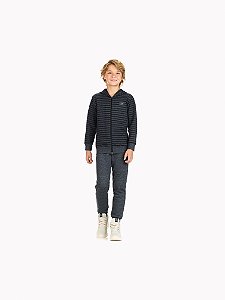 Conjunto Infantil Moletom Molinê Listrado com Capuz e Zíper