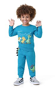 Calça Infantil Menino Moletom Interativo com Dinossauro