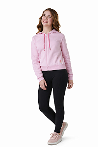 Jaqueta Cropped Infantil Menina em Moletom com Capuz e Zíper