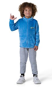 Jaqueta Infantil Menino Fleece com Zíper e Bordado Skateboard | Inverno Quentinho