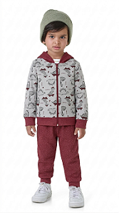 Conjunto Infantil Menino Jaqueta Moletom com Capuz e Zíper