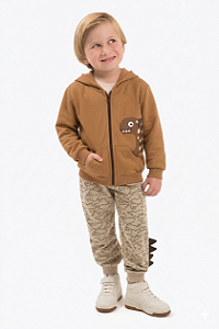 Conjunto Infantil Dinossauro Interativo Jaqueta Moletom com Capuz