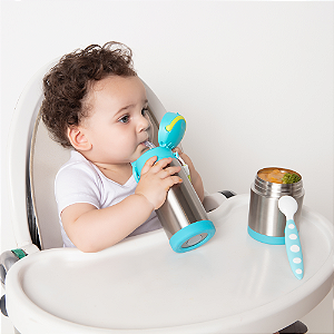 Garrafa Térmica Infantil Buba Gumy Rosa com Canudo de Silicone 400ml