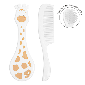 Kit Escova e Pente para Bebê Girafinha Buba - Cerdas Macias