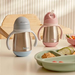 Copo Térmico Parede Dupla com Alça Buba – 270ml com Canudo em Silicone