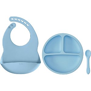 Kit Refeição Bebê em Silicone Buba – Babador, Prato com Ventosa e Colher