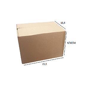 Caixa de Papelão Variável  N.02 21,5x15,5x6/10/14 cm Parda (Pacote c/ 25 unids)