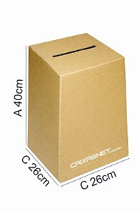 Urna de Papelão para Sorteio 26x26x40 - Mod. PP - Parda (Pacote c/ 5 unids)