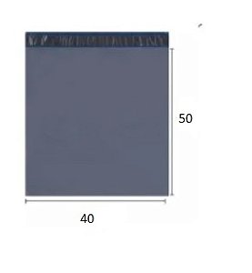 Envelope Plastico de Segurança Tipo Correio Cinza Liso 40x50 cm (Pacote c/ 100 unids)