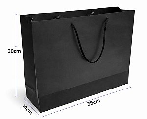 Sacola de Papel 35x10x30 cm - Preta - SK4 - (Pacote c/ 10 unids)