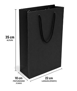 Sacola de Papel 22x10x35 cm - Preta - SK6 - (Pacote c/ 10 unids)