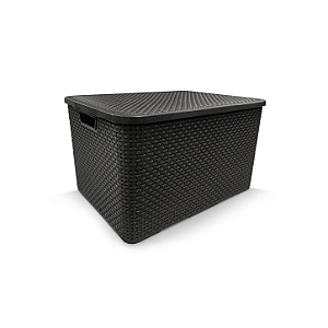 Caixa organizadora Rattan com tampa, Preta, 20L, OR29-03, São Bernardo
