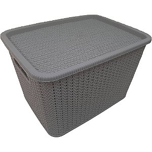 Caixa organizadora Rattan com tampa, Cinza, 20L, OR29-05
