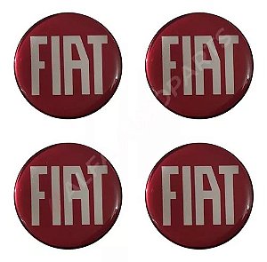Jogo Emblema Fiat Novo Vm/ Calota Central Roda Esportiva 48mm