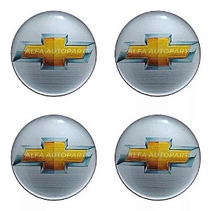 Jogo Emblema Resinado Chevrolet Cd Roda Calota Centro 48mm