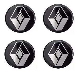 Emblema Adesivo Resinado 04 Peças Renault Calota Roda 48mm