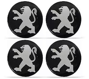 Jogo Emblema Resinado Peugeot Roda Calota Centro 48mm