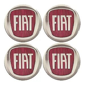 Jogo Emblema Resinado Fiat Vermelho Roda Calota Centro 65mm