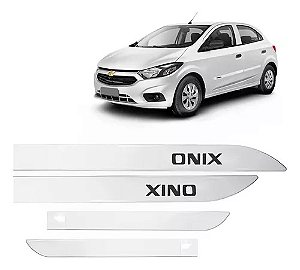 Jogo Friso Lateral Chevrolet Gm Onix Branco 2012/ Em Diante