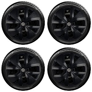 Jogo Calota Volks Vw Polo Track Aro 15 Preto Fosco 148pof