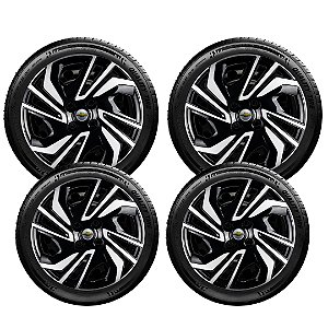 Jogo Calota Aro 15 Preto Onix Hatch Plus 2020 2021 2023 2024