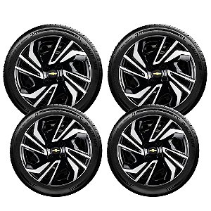 Jogo Calota Aro 15 Preto Onix Hatch Plus 2020 2021 2023 2024