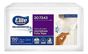 PAPEL TOALHA INTERFOLHADO FOLHA TRIPLA ELITE COM 150 FOLHAS