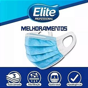 KIT COM 10 MASCARAS ELITE DESCARTAVEL