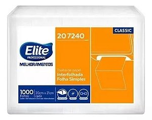 PAPEL TOALHA INTERFOLHADO FOLHA SIMPLES ELITE COM 1000 FOLHAS