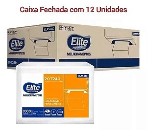 PAPEL TOALHA INTERFOLHADO FOLHA SIMPLES ELITE CAIXA COM 12 PACOTES