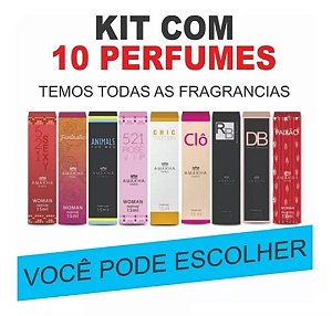 Kit com 10 Perfumes de Bolso 15ml Amakha Paris