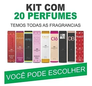 Kit com 20 Perfumes de Bolso 15ml Amakha Paris