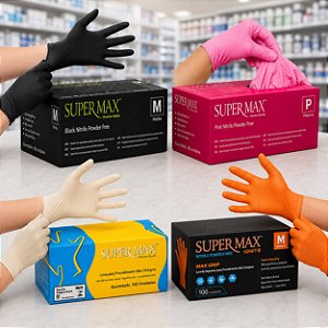 Luva Nitrilica Descartável Diversas Cores - Supermax