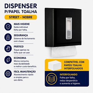 Dispenser Papel Toalha Interfolhado e Dispenser Saboneteira 800ml Street Nobre