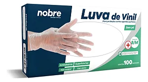 Luva Vinil Transparente Tamanho M Caixa Com 100 un Nobre