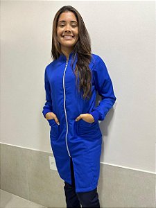 Jaleco Feminino em Gabardine Azul Royal com Zíper