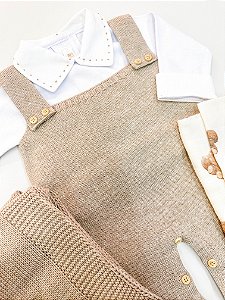 Jardineira Tricot Bege