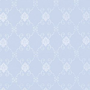 Papel de Parede Texturizado Arabesco Clássico Floral Azul - PP443-1