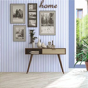 Papel de Parede Texturizado Listras Verticias Branco e Azul Jeans - PP440-2