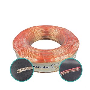 fio Bicolor Paralelo Cristal Vermelho 100m 2x18 Awg 0,50mm