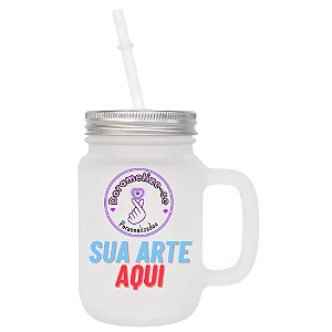 Caneca Mason vidro Jateado - 350ml
