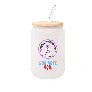 Copo de vidro com canudo - Personalizado