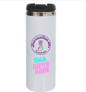 Copo Térmico de Inox branco 330ml  - Sua arte aqui!