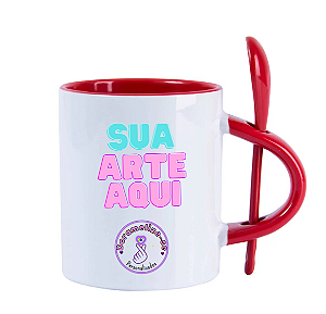 CANECA COM COLHER VERMELHA